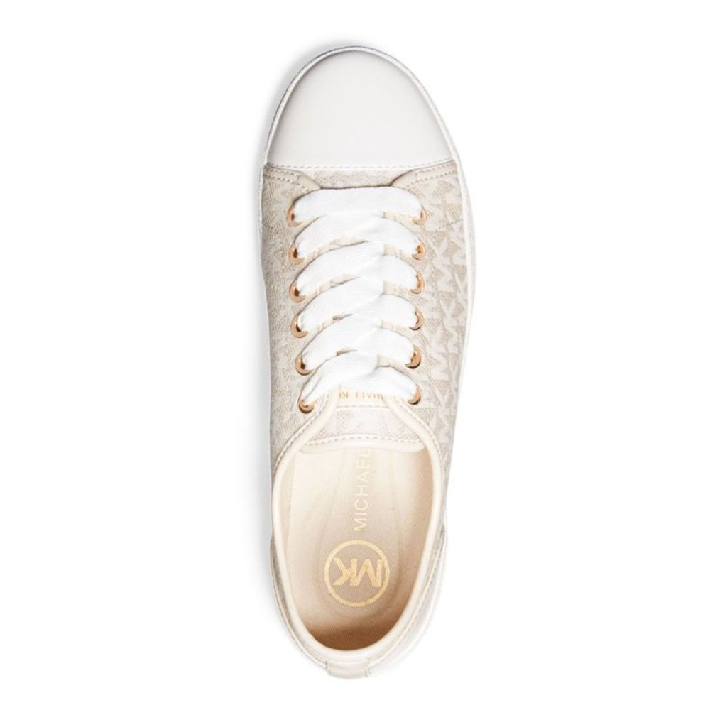 MICHAEL KORS Womens Beige Logo Comfort Mk City Cap Toe Lace-Up Sneakers 7.5 M - Picture 3 of 4